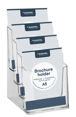 Immagine prodotto di EUROPEL  350100 EUROPEL Tisch-Prospekthalter, A5 hoch, 4 Fächer, glasklar