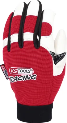 Produktbild von KS Tools Leder-Mechaniker-Handschuh, Vibrationsgedämmt rot/schwarz/weiß 9
