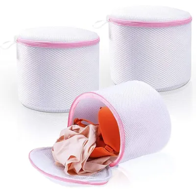 Productafbeelding van 3 waszakken voor BH's met rits, waszakken voor BH's voor de wasmachine, 16x18 cm