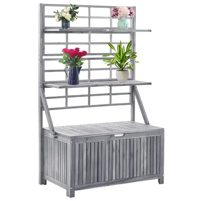 Image de vidaXL Coffre de rangement avec treillis 99x55x160cm en bois massif d'acacia - Coffres de jardin