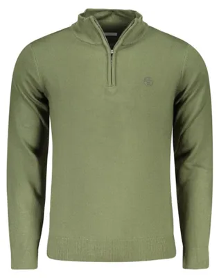 Produktbild von Herren Pullover Grün: Langarmshirt mit Reißverschluss & Stickerei