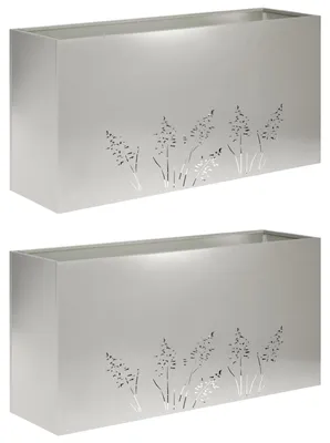 Obrázok produktu pre vidaXL Záhradný kvetináč, 2 kusy, strieborná farba, 100 x 30 x 49 cm, nerezová oceľ
