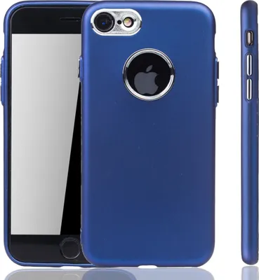 A dark blue iPhone case is shown from multiple angles against a white background.