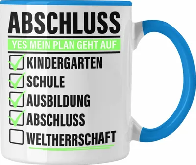 Produktbild von Trendation - Abschluss Master Bachelor Tasse Geschenk Weltherrschaft Lustiger Spruch Geschenkidee (Blau)