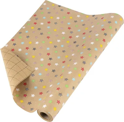 Immagine prodotto di Rotolo di carta da regalo kraft con stelle colorate 43 cm x 10 m
