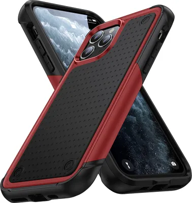 Produktbild von Für iPhone 11 Pro Hülle Militärqualität Stoßfest Hybrid 2 in 1 Hart PC Weich TPU Handyhülle Rot Schwarz