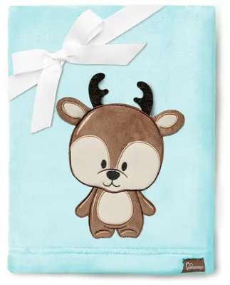 Productafbeelding van Mammy Kuschlige babydeken, zachte deken, dagdekentje met 3D-applicatie, 76 x 102 cm, model BE20-168 (poederblauw - hert, 76 x 102 cm)