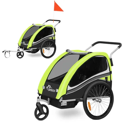 Obrázok produktu pre SAMAX 360° otočný príves na bicykel 2v1 jogger - zelený - Black Edition