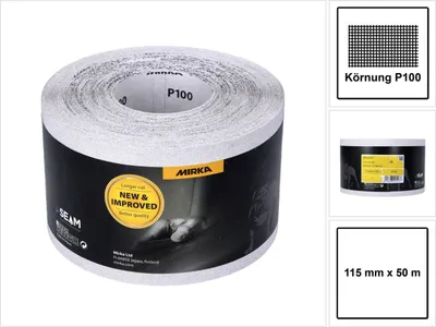 Produktbild von Mirka BASECUT Schleifpapier 115 mm x 50 m P100 Schleifrolle ( 2251100110N ) Universal Schleifpapier