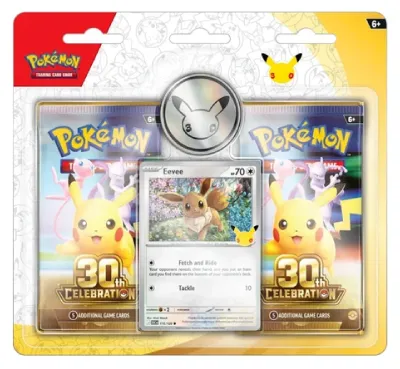 Immagine prodotto di Pokemon TCG 30th Anniversary Eevee Blister - 2 Bustine + Promo - Inglese