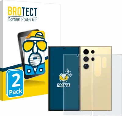 Produktbild von 2x BROTECT Schutzfolie für Samsung Galaxy S24 Ultra (case-friendly) (Display+Rückseite) Displayschutz Displayschutzfolie Folie Matt Entspiegelungsfolie