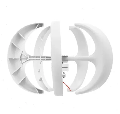 Produktbild von Windgenerator Set - Vertikalachse Laternenstil 24V - 600W - 5 Flügel Nylonfaser - Anlaufwind 2 m/s - Mit Laderegler & Flansch - Weiß