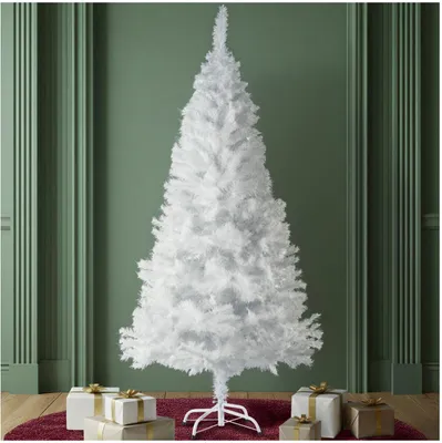 Produktbild von tectake® Weihnachtsbaum verschiedene Größen, künstlich in Weiß inklusive Metallständer mit Kunststoffkappen