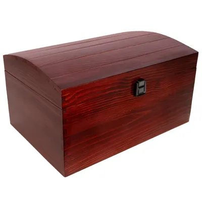 Obrázek produktu pro Creative Deco Velká Dřevěná červená Truhla XXL Dřevěná Krabice s Víkem a Zámkem | 34,5 x 25 x 19,2 cm | Truhla na Poklady Velká Krabice na Hračky Dřevěná Nelakovaná Krabice bez úchytů | Ideální na Cennosti a Hračky