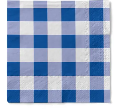 Produktbild von Tissue Serviette Karo in Blau, 33 x 33 cm, 3-lagig, 100 Stück - Mank