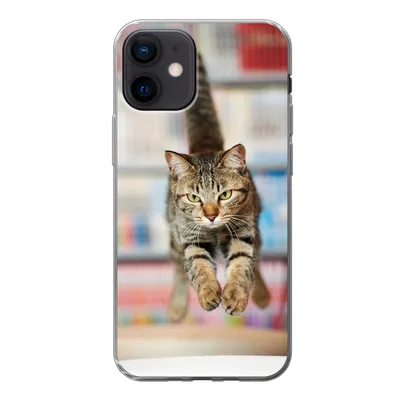 Produktbild von MuchoWow® Handyhülle Schutzhülle Hülle für iPhone 12 Katze - Frühling - Stuhl Silikon Softcase Handy Hülle - Schutzhülle