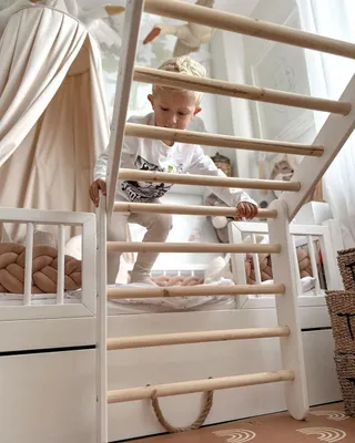 Zdjęcie produktu dla MeowBaby® Duży domek ze składaną drabinką dla dzieci 112x61x94 cm do pokoju. Drewno, len, bawełna, różowy domek, biała drabinka