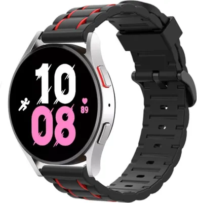 Produktbild von Strap-it Samsung Galaxy Watch 5 - 44mm Sportschnallenarmband (Schwarz/Rot)