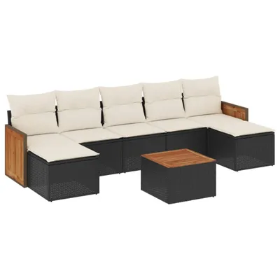 Produktbild von vidaXL 8-tlg. Garten-Sofagarnitur mit Kissen Schwarz Poly Rattan