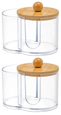 Imagen del producto de Caja de almacenamiento para algodón y hisopos, transparente con tapa