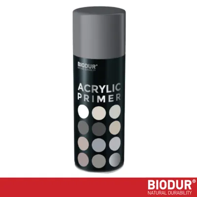 Productafbeelding van BIODUR Universele Acryl Grondverf Spuitbus - Grijs - 400 ml - Antiroest - Hoogvullend - Sneldrogend - Binnen & Buiten