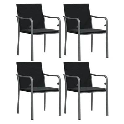 Produktbild von vidaXL Gartenstühle mit Kissen 4 Stk. Schwarz 56x59x84 cm Poly Rattan