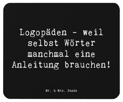 Produktbild von Mr. & Mrs. Panda Mauspad Spruch Logopädin Helden - Schwarz - Geschenk, kreative Geschenke, Berufsliebe, Mousepad, Berufspassion, mousematte, laptop, Sprachstörung, pc