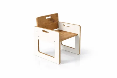 Produktbild von Kids Helper Kinderstuhl Weiß Eiche Holzstuhl Ergonomisch Montessori Kindermöbel MDF