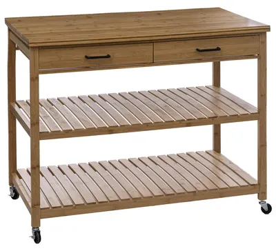 Zdjęcie produktu dla Wyspa kuchenna na kółkach, bambus, 108 x 60 x 90 cm