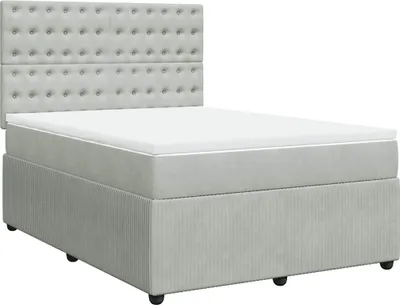 Productafbeelding van vidaXL Boxspringbed met matras, lichtgrijs, 160x200 cm, fluweel