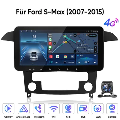 Obrázok produktu pre Hexinex 10,33" Android 15 6+128 GB autorádio pre Ford S-Max (2007–2015) – bezdrôtové CarPlay, Android Auto, GPS navigácia, Wi-Fi, 4G-LTE, Bluetooth, DAB+, SWC, USB
