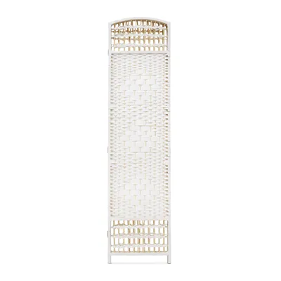 Image de Paravent Relaxdays, H x L x P : 179 x 180 x 2 cm, paravent pliable, paravent à panneaux, en bambou, 4 panneaux, opaque, blanc