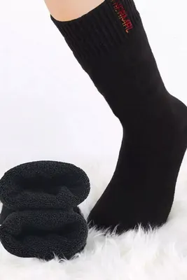 Produktbild von 3 Pack Herren Thermo Socken Wintersocken Baumwolle Warm Winter Schwarz A-87
