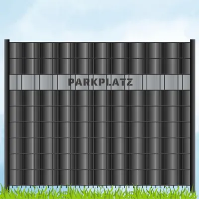 Produktbild von zaun|zu Sichtschutzstreifen mit Laser Beschriftung "PARKPLATZ" für Doppelstabzaun Fenstergrau 2,55m
