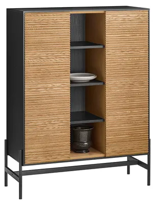Produktbild von Kommode - Küchenschrank - Schwarz - 92x119x40 cm - Holz und Metall - Aufbewahrungsschrank
