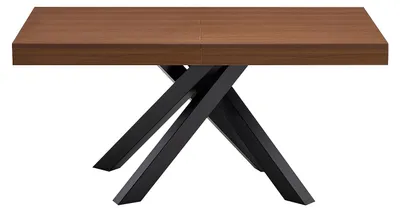 Produktbild von Esstisch ausziehbar für 6 bis 10 Personen aus MDF und Metall - Naturfarben dunkel und Schwarz CATONAV