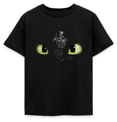 Produktbild von Spreadshirt Drachenzähmen Leicht Gemacht Ohnezahn Gesicht Kostüm Kinder T-Shirt, 122/128 (7-8 Jahre), Schwarz