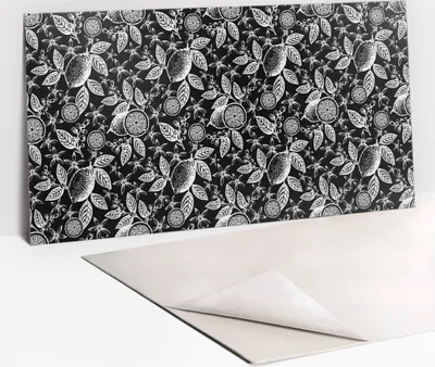 Produktbild von PVC-Wandschutz für die Küche - Stilvoller Schutz für Ihre Wände 100 x 50 Schwarz -Weiß -Abstraktion