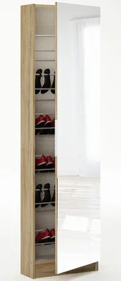 Produktbild von Schuhschrank Spiegeltür Schuhkommode Spiegelschuhschrank Sonoma Eiche "Goswin"