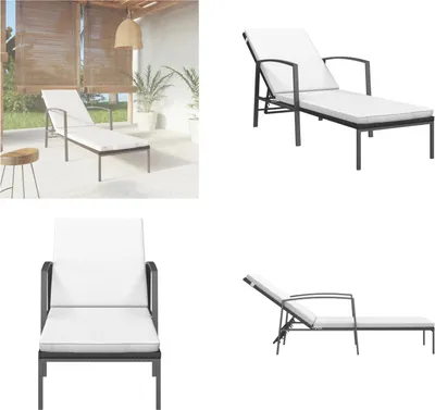 Produktbild von vidaXL Sonnenliege mit Auflage Poly Rattan Schwarz - Sonnenliege - Sonnenliegen - Gartenliege - Rattanliege