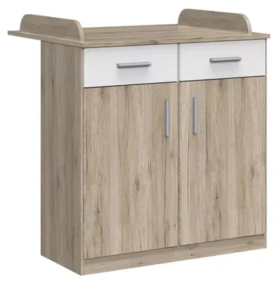 Image de Commode à langer, commode pour chambre d'enfant, modèle Joker, dimensions 91x75x93 cm, couleur au choix, 2 portes