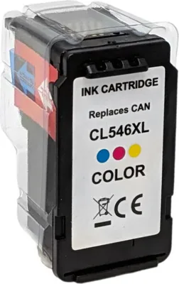 A close-up studio shot of a color ink cartridge.