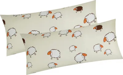 Produktbild von Baumwoll Renforcé Kissenbezug - 2er Set in 40x80cm - Süße Schafe Lämmer in Gelb und Weiß - Kopfkissen-Bezug, Kissenhülle, Dekokissenbezug aus 100% Baumwolle (KY-99/3-40x80)