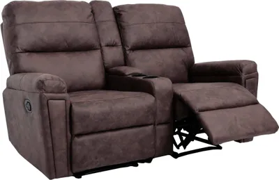Produktbild von 2er Kinosessel MCW-K17, Relaxsessel Fernsehsessel Sofa, Nosagfederung Getränkehalter Fach  Stoff/Textil braun