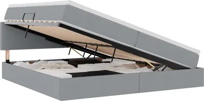 Produktbild von Aufbewahrungsbett mit Matratze Hellgrau 200 x 200 cm