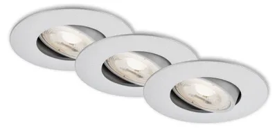 Immagine prodotto di Lampade da incasso a LED orientabili, set da 3, 5 W, plastica argentata, Ø 9 cm Briloner