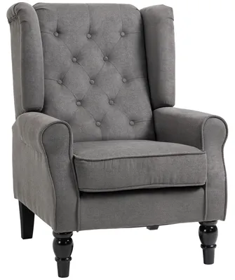 Produktbild von HOMCOM Einzelsofa Relaxsessel Einzelstuhl mit Tufting Polyester Dunkelgrau