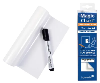 Produktbild von Legamaster Magic-Chart note Whiteboard Folie, Schwarz, Weiß, Polypropylen (PP), 210 mm, 297 mm, 98 g, 56 mm