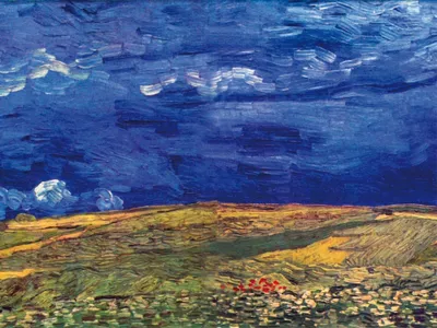 Produktbild von Vincent Van Gogh Kunstdruck Bild - Weizenfeld Unter Einem Gewitterhimmel, 1890 (60 x 80 cm)
