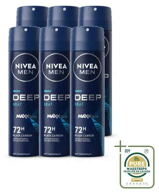 Produktbild von 6 x NIVEA MEN Deospray Deep Beat - 150 ml - Vorratspackung - 6 Stücke
